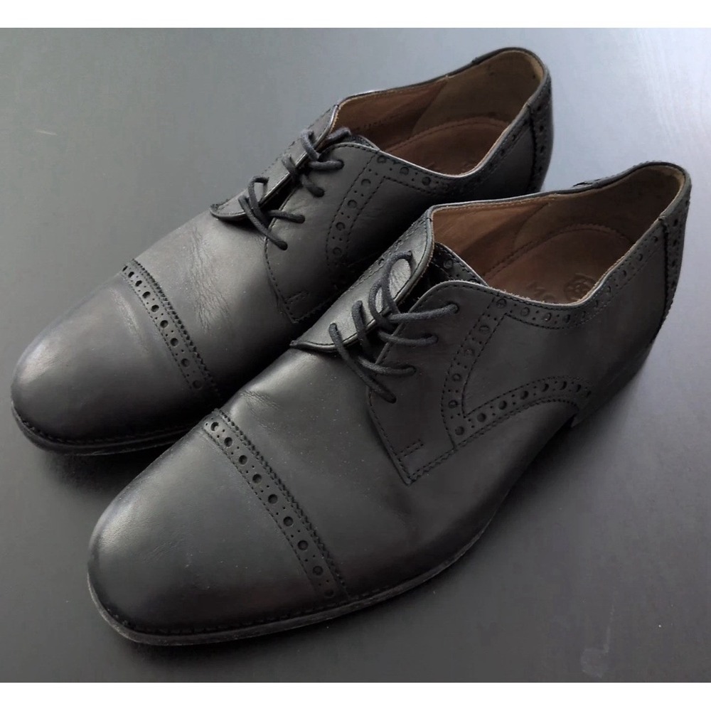Moral Code Shoes Mens 8.5M Black Leather Newton Cap Toe Dress Casual Derby‎